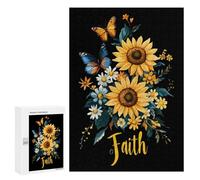Sunflower Faith Butterfly Wooden Jigsaw Puzzles for Adults Vertical Challenge Intelligent Picture Puzzle Games Gift for Family