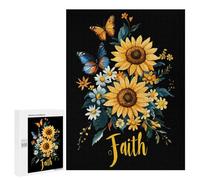Sunflower Faith Butterfly Wooden Jigsaw Puzzles for Adults Vertical Challenge Intelligent Picture Puzzle Games Gift for Family