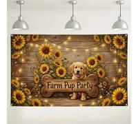 Sunflower Farm Party Backdrop, Rustic Floral Decorations for Events, Brown Yellow Vintage Photo Background for Celebrations, Autumn Themed Party Supplies 71x43 Inch