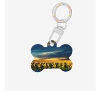 Sunflower Field 1 Printing 1 Pc Dog Bone Shape Id Tags Double Sided with Key Ring Craft for Pets