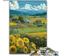Sunflower Field 1000 Piece Jigsaw Puzzles for Adults & Teens, Stress Reliever Staycation Kill Time with Matching Poster And Trivia Sheet (26x38cm)