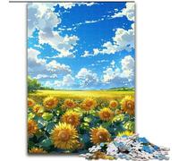Sunflower Field Adult Jigsaw Puzzles 1000 Pieces, Family Activity with Matching Poster And Trivia Sheet for Age 14+ (26x38cm)