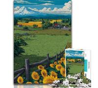 Sunflower Field Adult Jigsaw Puzzles 1000 Pieces,Stress Reliever Difficult Challenge Deal As Gifts for The Whole Family 38x26cm