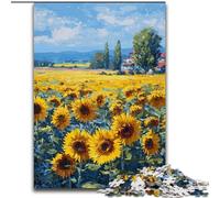 Sunflower Field Adult Puzzles 1000 Pieces, Learning Educational Toys Family Games with Matching Poster And Trivia Sheet (26x38cm)