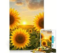 Sunflower Field at Sunset 1000 Pieces Jigsaws Adults Puzzles Gifts Brain Workout Toy Relaxed Mind Art Assembly Memorable Gift 38x26cm
