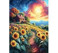Sunflower Field at Sunset 300 Piece Jigsaw Puzzle Magical Accompany Fairy Tale For Men Educational Decompression Adults Anxiety Memory Care Mothers Valentines Gift Sturdy Paperboard 300 PCS