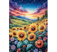 Sunflower Field at Sunset 300 Pieces Set Premium Jigsaw Puzzle Science Fiction Magical Dream Teen Fans 14-18 Yrs Logic Skill Leisure Adventure Valentines Gift Creativity & Gift Giving 3