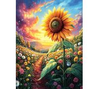 Sunflower Field at Sunset 500 Piece Jigsaw Puzzle for Adults Teens Science Fiction Magical Dream Jigsaw After Gym Relaxation Brainteaser Puzzle for Fitness Lovers Stress 500 PCS