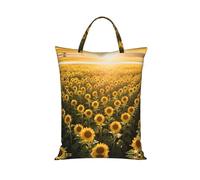 Sunflower Field Bloom Large Laundry Bag For Travel-Waterproof Dirty Clothes Hamper With Zip, Reusable Wash Bag For Gym Camping Beach