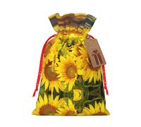 Sunflower Field Christmas Drawstring Sack Gift Bag, Lightweight And Cute In Design