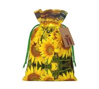 Sunflower Field Christmas Drawstring Sack Gift Bag, Lightweight And Cute In Design