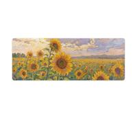 Sunflower Field Desk Mat 30x80cm, Non-Slip Rubber Base with Stitched Edges, Waterproof Desk Pad for Keyboard & Mouse, Large Mouse Pad for Office Gaming