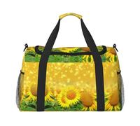 Sunflower Field Full Print Travel Duffle Bag with Adjustable Shoulder Strap,Large Capacity Twill Polyester Crossbody Bag for Gym,Weekend Trips Outdoor Activities