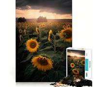 Sunflower Field Grey Cloud 1000 Piece Jigsaws for Teenagers Mind Exercise Toy Mental Relax Design Assembly Santa Wish List 38x26cm