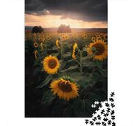 Sunflower Field Grey Cloud 1000-Piece Puzzle for Adults, 70x50cm/1000pcs, Easy to Revisit Throughout The Week; White Card Pieces for Tidy Handling