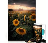 Sunflower Field Grey Cloud Jigsaw Puzzles for Adults 1000 Pieces Strengthen Recall Soothing Fun Quality Edge Lovely Present 38x52cm