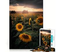 Sunflower Field Grey Cloud Jigsaw Puzzles for Teenagers 1000 Piece Smart Toy Leisure Time Accurate Cut Seasonal Gift 50x75cm