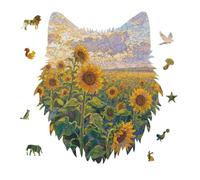 Sunflower Field Jigsaw Puzzle 175PCS Wolf Head Design Puzzle Wooden Jigsaw Puzzles for Adults Families