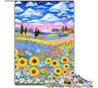 Sunflower Field Jigsaw Puzzles for Adults 1000 Piece, Brain Intelligence Challenge Addictive Toys Birthday Gifts for Age 14+ (26x38cm)