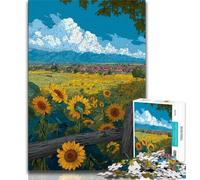 Sunflower Field JigsawPuzzle 1000 Pieces for Adults,Learning Educational Toys Family Games with Matching Poster And Trivia Sheet 38x26cm