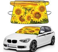 Sunflower Field Print Automotive Windshield Frost Cover Protector For Winter Use, Ice Snow Protector Covers For Car