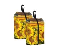 Sunflower Field Print Waterproof Shoe Bag Travel Bag with Carry Strap Storage Bag Versatile Cosmetic Bag-2pcs