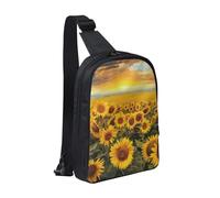 Sunflower Field Printed Chest Bag Sling Bag for Men Women, Waterproof Crossbody Backpack Men Bag for Runner Workout Hiking Cycling Travel