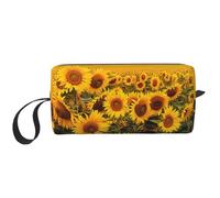 Sunflower Field Printed Travel Makeup Bag Portable Cosmetic Bag Makeup Case Toiletry Handbag Organiser for Women