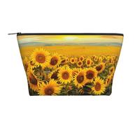Sunflower Field Printed Travel Makeup Bag Trapeze Cosmetic Bag Makeup Case Toiletry Bag Organiser for Women