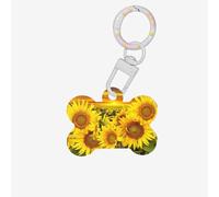 Sunflower Field Printing 1 Pc Dog Bone Shape Id Tags Double Sided with Key Ring Craft for Pets