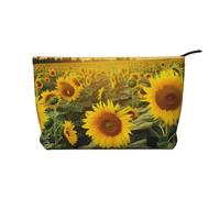 Sunflower Field Prints Corduroy Makeup Bag for Women Girls, Spacious Travel Cosmetic Organiser for Make-up, Toiletries & Essentials