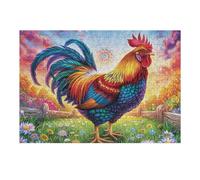 Sunflower Field Rooster 300 Piece Premium Jigsaw Puzzle Cute Pets Warm The Heart For Men Educational Decompression Adults Anxiety Memory Care Mothers Valentines Premium Cardboard 300 PCS
