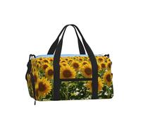 Sunflower Field Sports Duffel Bag with Shoe Compartment-Lightweight Gym Weekender for Men Women, Waterproof Travel Tote with Wet Pocket