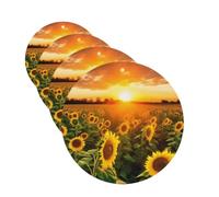 Sunflower Field Sunset Car Air Fresheners Cards Set of 4 Pieces Personalized Car Fresheners Gifts for Men Women Auto Aromatherapy Tablets Hanging Scented Cards for Wardrobe Bathroom