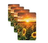 Sunflower Field Sunset Car Air Fresheners Cards Set of 4 Pieces Personalized Car Fresheners Gifts for Men Women Auto Aromatherapy Tablets Hanging Scented Cards for Wardrobe Bathroom
