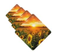 Sunflower Field Sunset Car Air Fresheners Cards Set of 4 Pieces Personalized Car Fresheners Gifts for Men Women Auto Aromatherapy Tablets Hanging Scented Cards for Wardrobe Bathroom