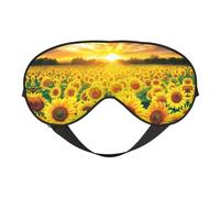 Sunflower Field Sunset Print Sleep Mask Silk Eye Cover Soft Satin Blindfold Elastic Strap Night Eyeshade Travel Nap for Women Men