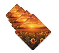 Sunflower Field Sunset Sea of Flowers Car Air Fresheners Cards 4 Pcs Hanging Fragrance Scented Cards Long-Lasting Car Aromatherapy Tablets for Wardrobe Bathroom Car Interior Mirror Pendant Gifts