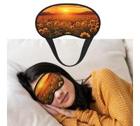 Sunflower Field Sunset Sea of Flowers Eye Mask for Sleeping Soft Satin Sleep Shade Cover Blindfold with Elastic Strap Travel Nap Blackout Eye Shade Cover for Women Men