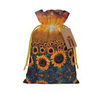 Sunflower Field Sunset Sea Of Flowers Print Drawstring Pouch For Gifts,Reusable Adorable Gift Bags,Perfect For Jewelry And More