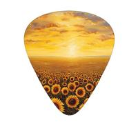 Sunflower Field Sunset Sea of Flowers print Guitar Picks 12 Pack Assorted Thickness for Guitar,ukulele,0.46/0.71/0.96mm