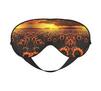Sunflower Field Sunset Sea of Flowers Print Satin Sleep Mask & Eye Mask | Deep Dream Sleep Masks for Women & Men | Soft Sleeping Eye Mask to Nourish Skin