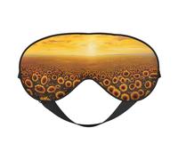 Sunflower Field Sunset Sea of Flowers Print Soft Eye Mask with Adjustable Strap Sleep Shade Cover for Airplane Travel Nap