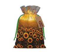 Sunflower Field Sunset Sea Of Flowers Print Stylish Drawstring Pouches,Reusable Drawstring Gift Bags,Perfect For Holiday And Party