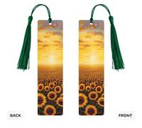 Sunflower Field Sunset Sea of Flowers Print Wooden Bookmarks Beautiful Notebook Accessories for Men Women Book Lovers