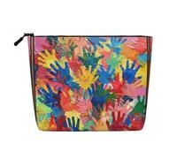 Sunflower Field Sunset Sea of Flowers Printed Reusable Cosmetic Bag â€“ Travel Toiletry Organizer, Zipper Pouch for Makeup Accessories, Kids Hand Print1, One Size