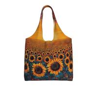 Sunflower Field Sunset Sea Of Flowers Single-Shoulder Canvas Bag,Large Capacity Reusable Grocery Shopping Bag,Women'S Handbag Tote Travel