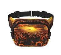 Sunflower Field Sunset Sea of Flowers Unisex Adjustable Waist Square Double Layer Waist Pack for Outdoor Activities Travelling Running Hiking
