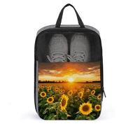 Sunflower Field Sunset Shoe Bag Travel Shoe Organizer Water-Resistant Shoe Pouch with Zipper Sneaker Dust Bag, gray, One Size, Modern