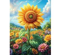 Sunflower Field Under A Magical Sky 1000 Piece Pack DIY Jigsaw Puzzle Wildlife Pet Collectors Cognitive Development Educational Decorative Puzzle Gifts for Adults Rigid Cardboard 1000 PCS